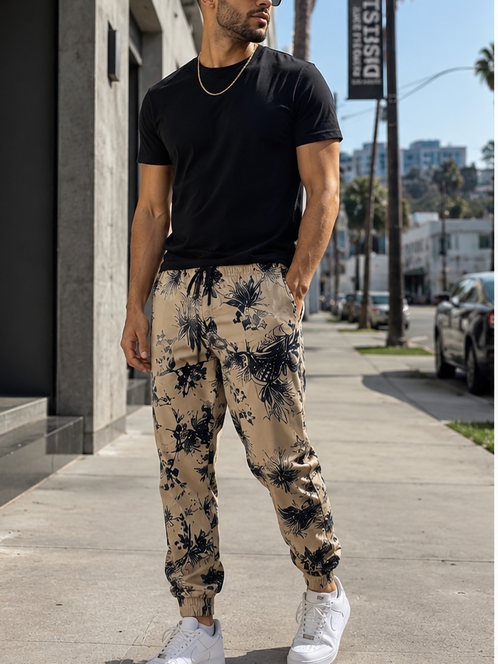 H&M Divided Men’s Tropical Print Joggers Size 34